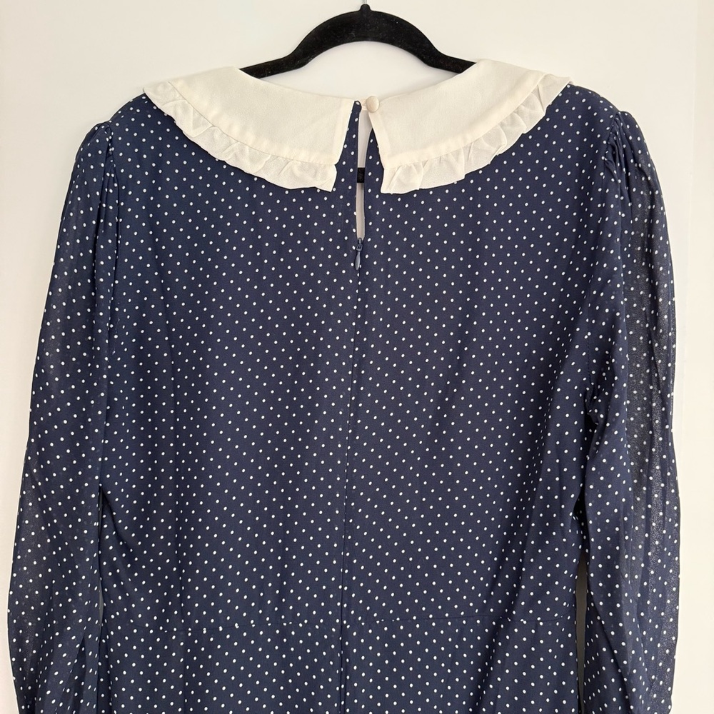 Reformation Edalene navy polka dot dress size 12 - Picture 8 of 11